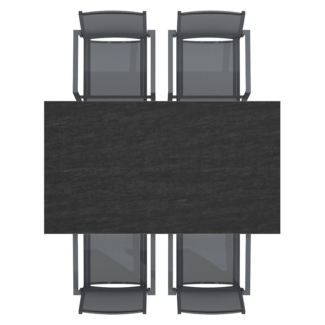 Hagemøbelsett Kobe 4 plasser aluminium/keramikk 160x90 cm montert på terrasse