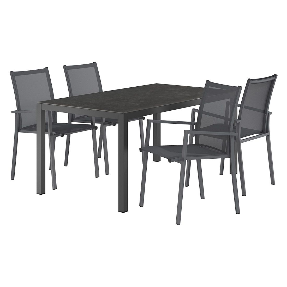 Hagemøbelsett Kobe 4 plasser aluminium 160x90 cm - OUTLIV bakside
