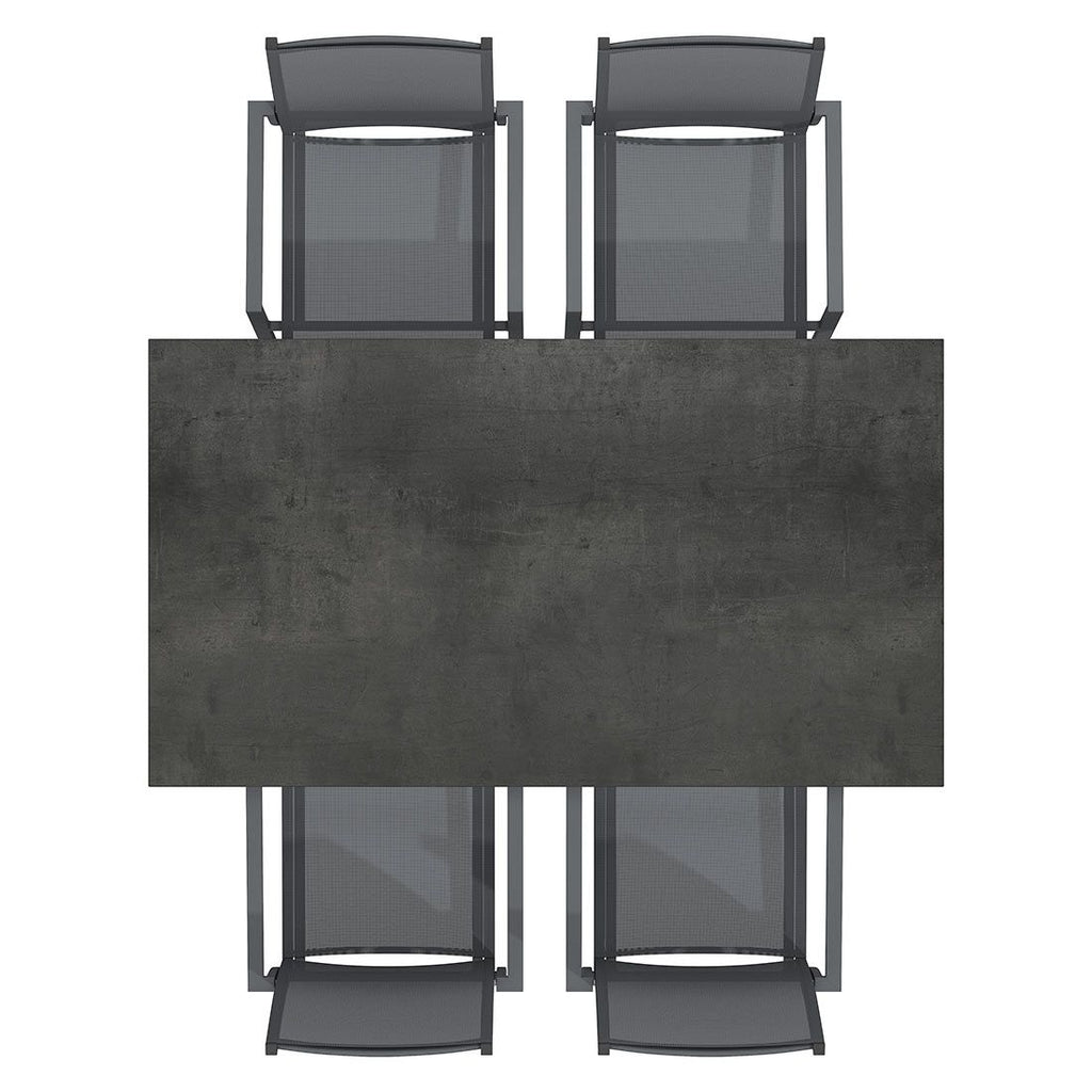 Hagemøbelsett Kobe 4 plasser aluminium HPL montert på terrasse