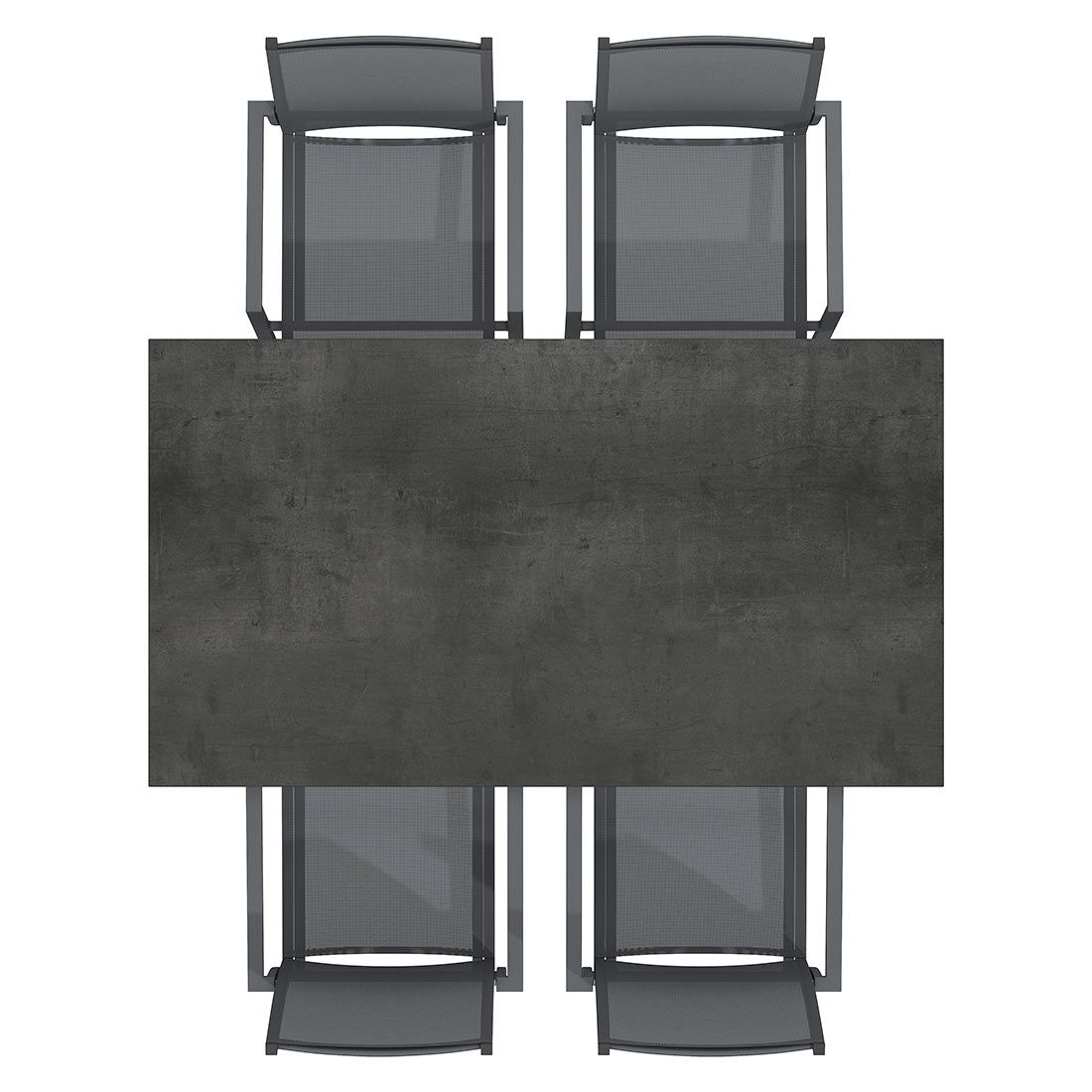 Hagemøbelsett Kobe 4 plasser aluminium HPL montert på terrasse