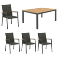 Hagemøbelsett Kobe 4 plasser teak/aluminium utsikt forfra