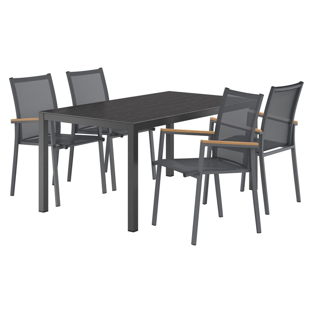 Hagemøbelsett Kobe 4 plasser aluminium/keramikk 160x90 cm bakside