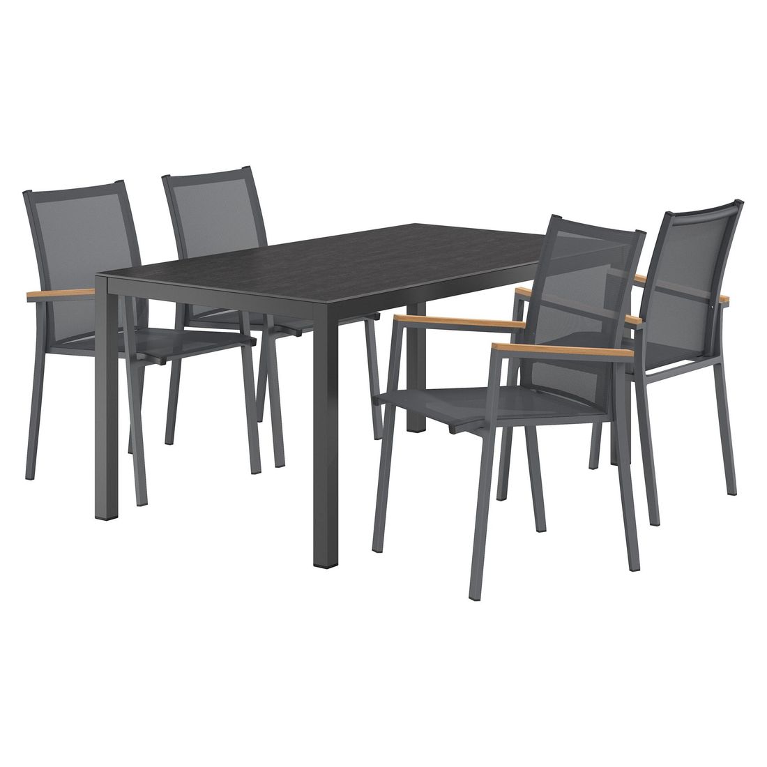 Hagemøbelsett Kobe 4 plasser aluminium/keramikk 160x90 cm bakside