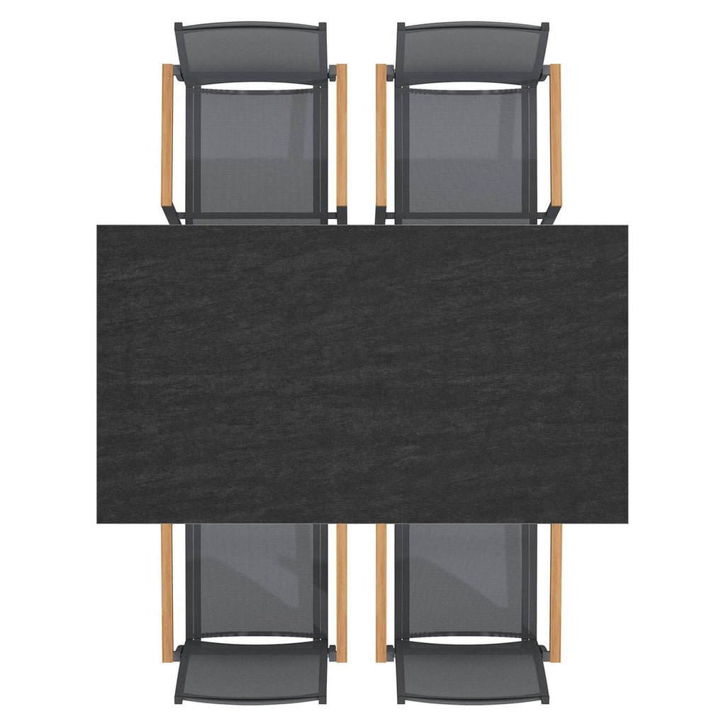 Hagemøbelsett Kobe 4 plasser aluminium/keramikk 160x90 cm montert på terrasse