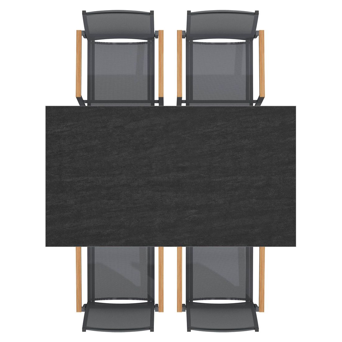 Hagemøbelsett Kobe 4 plasser aluminium/keramikk 160x90 cm montert på terrasse