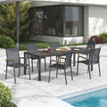 Hagemøbelsett Kobe 6 plasser aluminium HPL 220x100 cm - OUTLIV forfra
