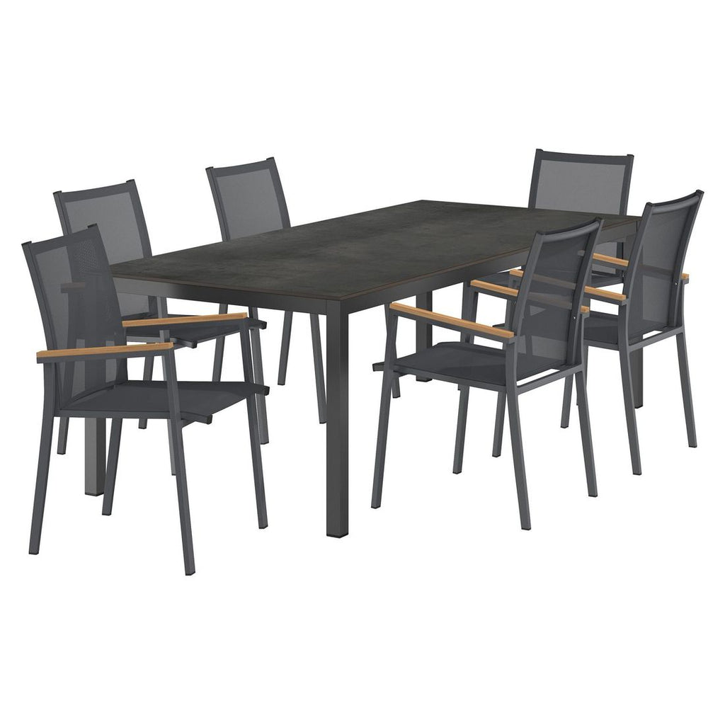 Hagemøbelsett Kobe 6 plasser aluminium HPL 220x100 cm - OUTLIV bakside