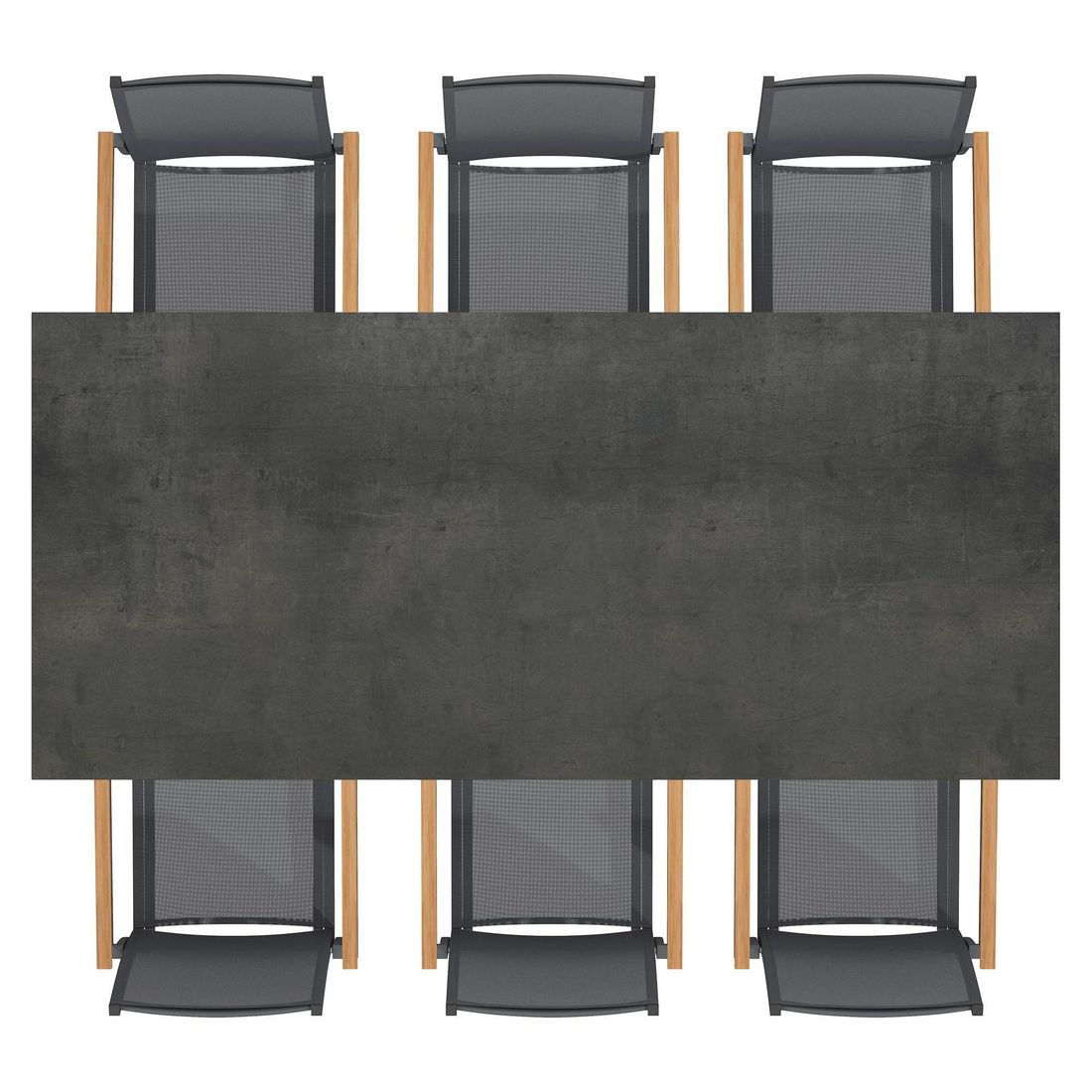 Montert Hagemøbelsett Kobe 6 plasser aluminium HPL 220x100 cm - OUTLIV på terrasse
