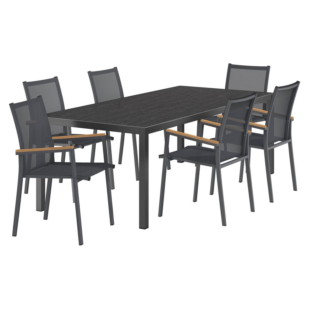Hagemøbelsett Kobe 6 plasser aluminium keramikk 220x100 cm - OUTLIV bakside