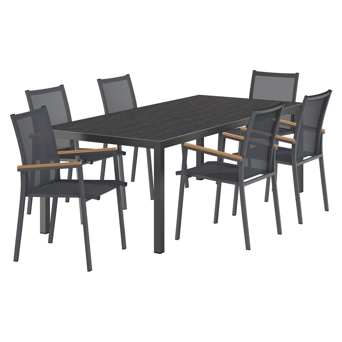 Hagemøbelsett Kobe 6 plasser aluminium keramikk 220x100 cm - OUTLIV bakside