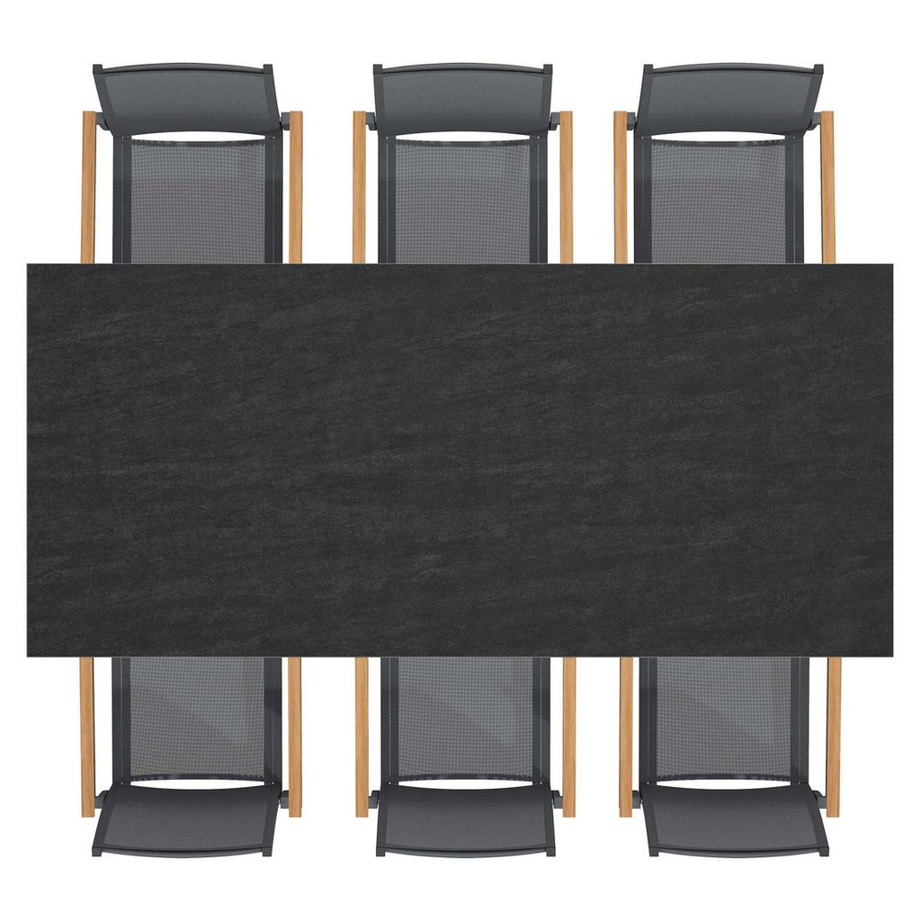 Montert Hagemøbelsett Kobe 6 plasser aluminium keramikk 220x100 cm - OUTLIV på terrasse