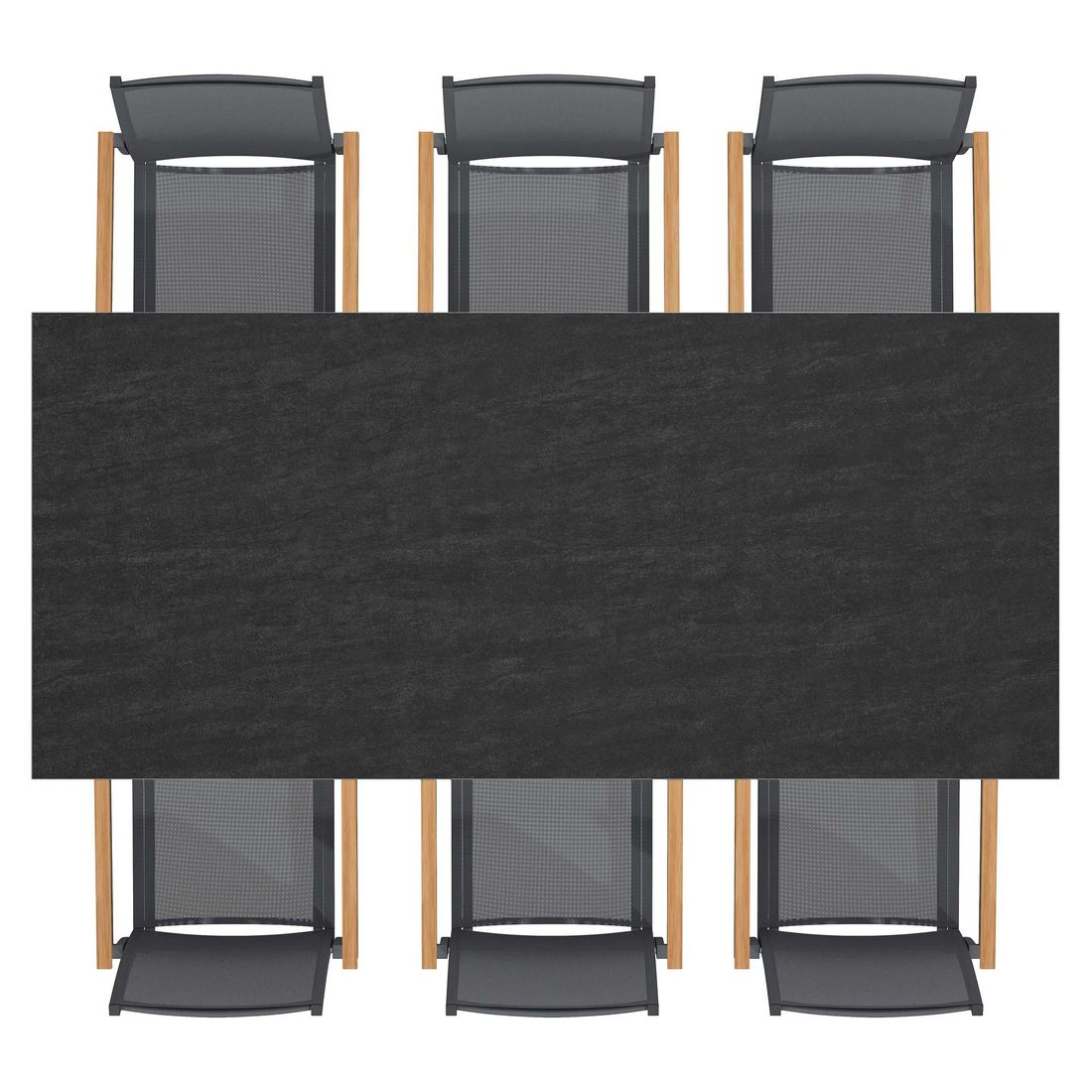 Montert Hagemøbelsett Kobe 6 plasser aluminium keramikk 220x100 cm - OUTLIV på terrasse