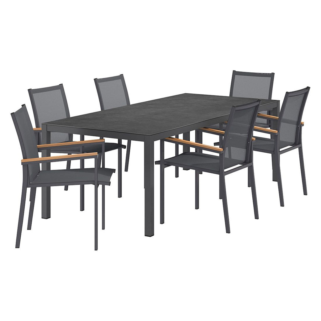 Hagemøbelsett Kobe 6 plasser aluminium keramikk 220x100 cm - OUTLIV bakside