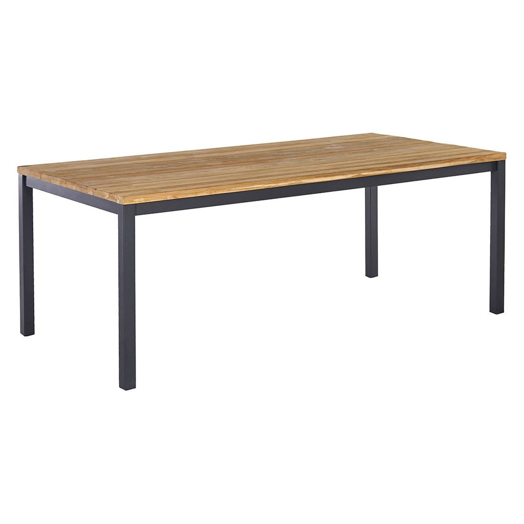 Hagemøbelsett Kobe 6 plasser aluminium teak detalj av bordplate