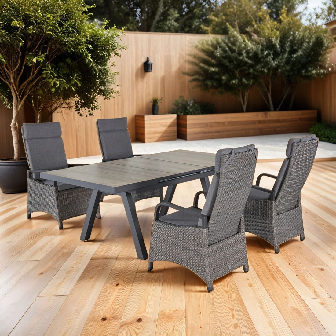 Hagemøbelsett Komido 4 plasser aluminium forfra