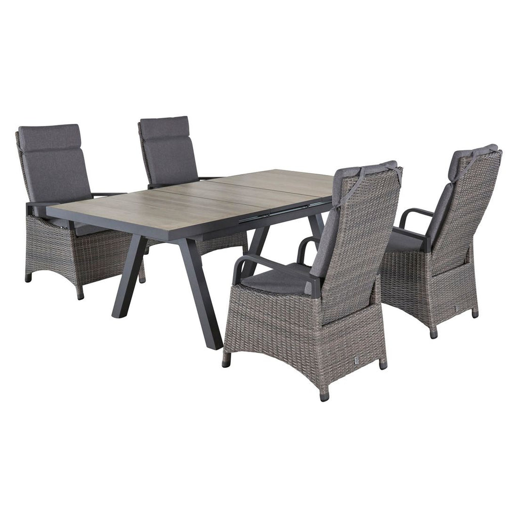 Hagemøbelsett Komido 4 plasser aluminium bakside