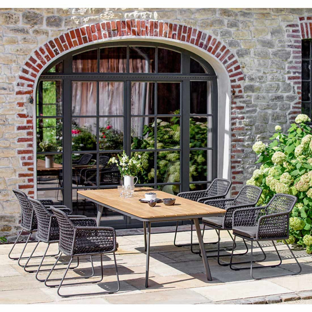 Hagemøbelsett Kubu 6 plasser teak og aluminium bakside