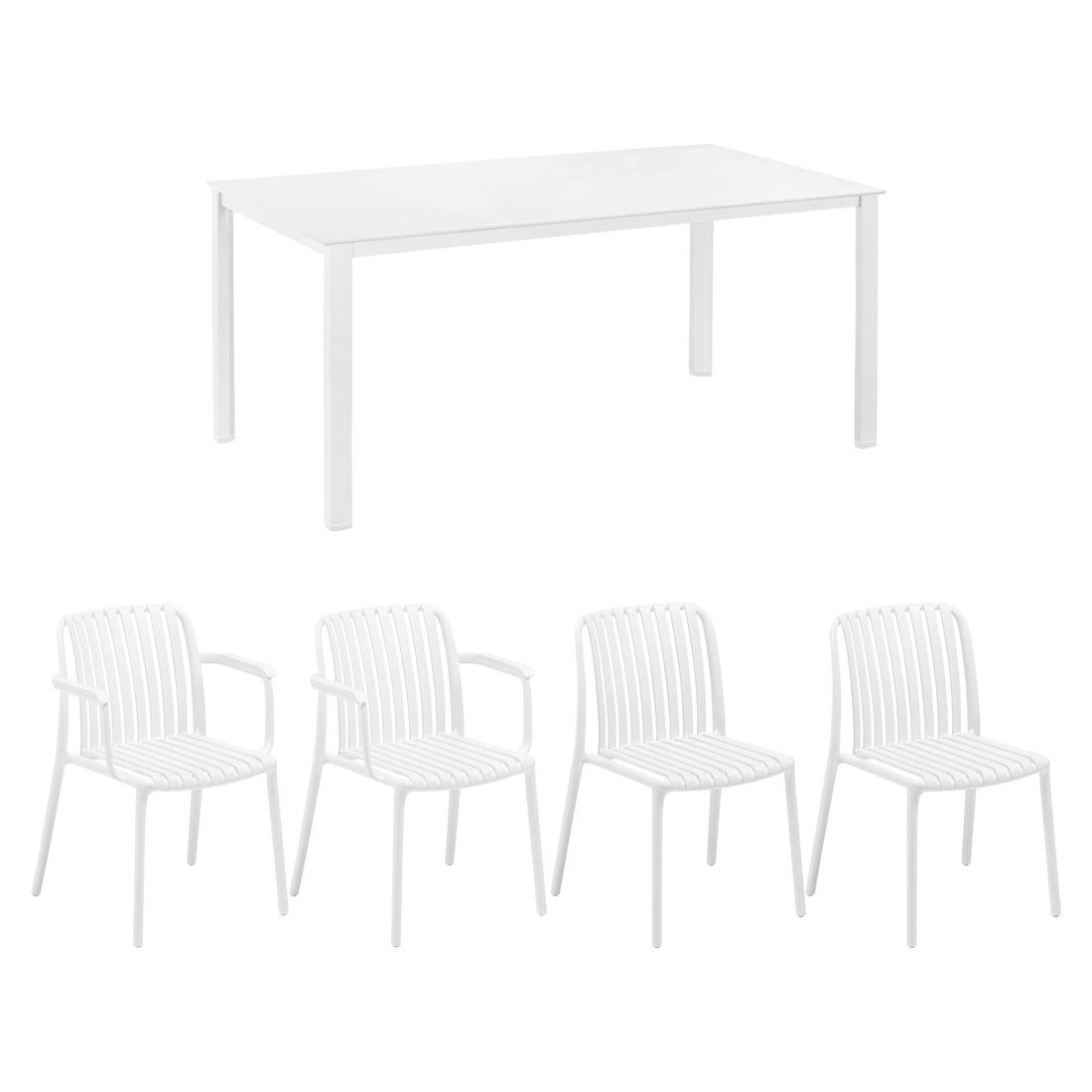 Hagemøbelsett Lago 4 plasser aluminium bakside