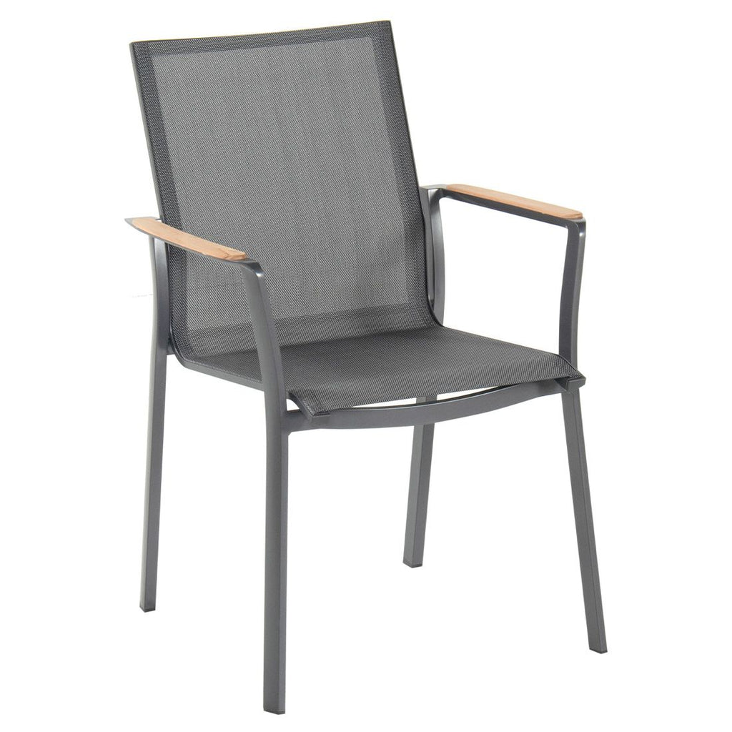 Hagemøbelsett Lea 6 plasser, aluminium/teak bakside