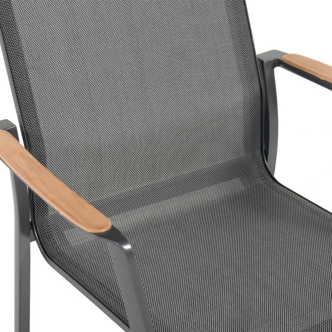 Montert Hagemøbelsett Lea 6 plasser, aluminium/teak på terrasse