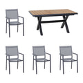 Hagemøbelsett Leeds 4 plasser aluminium teak fra forfra