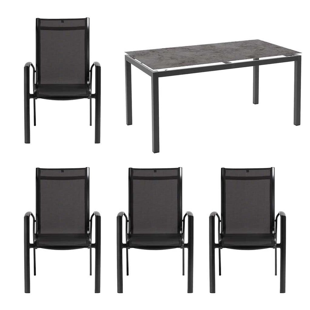 Hagemøbelsett Legato Curve 4 plasser aluminium 160x90 cm - Kettler bakside