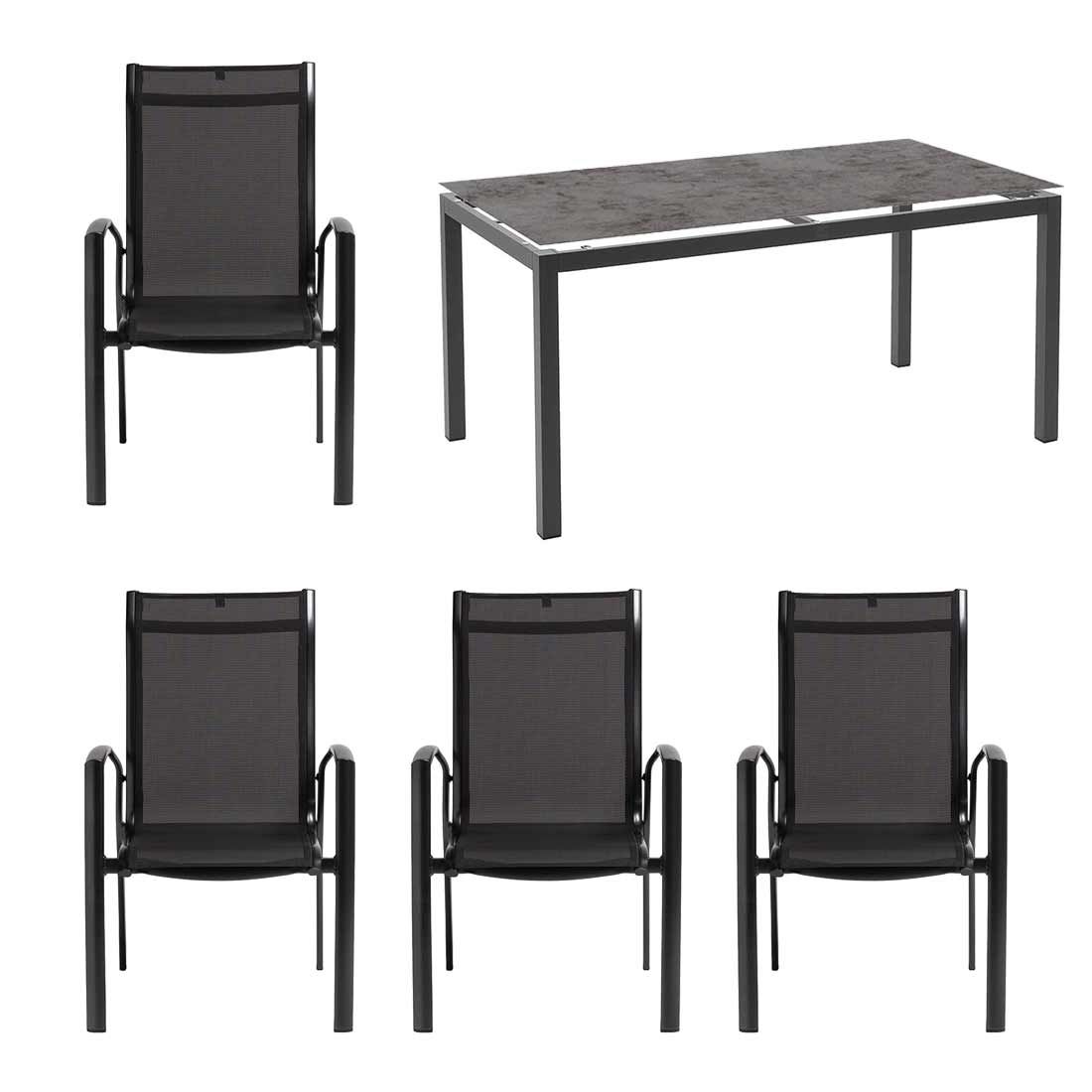 Hagemøbelsett Legato Curve 4 plasser aluminium 160x90 cm - Kettler bakside