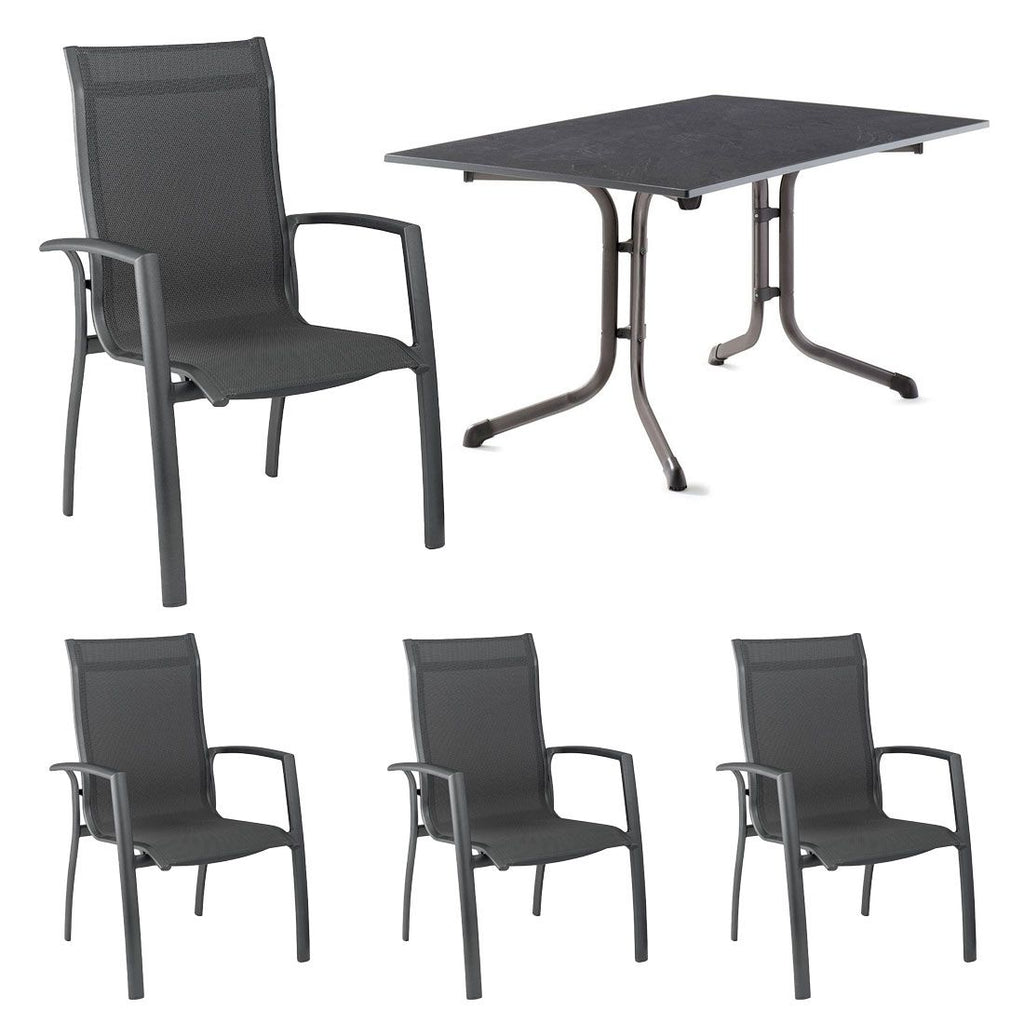 Hagemøbelsett Legato Curve 4 plasser aluminium/textilen 140x90 cm bakside