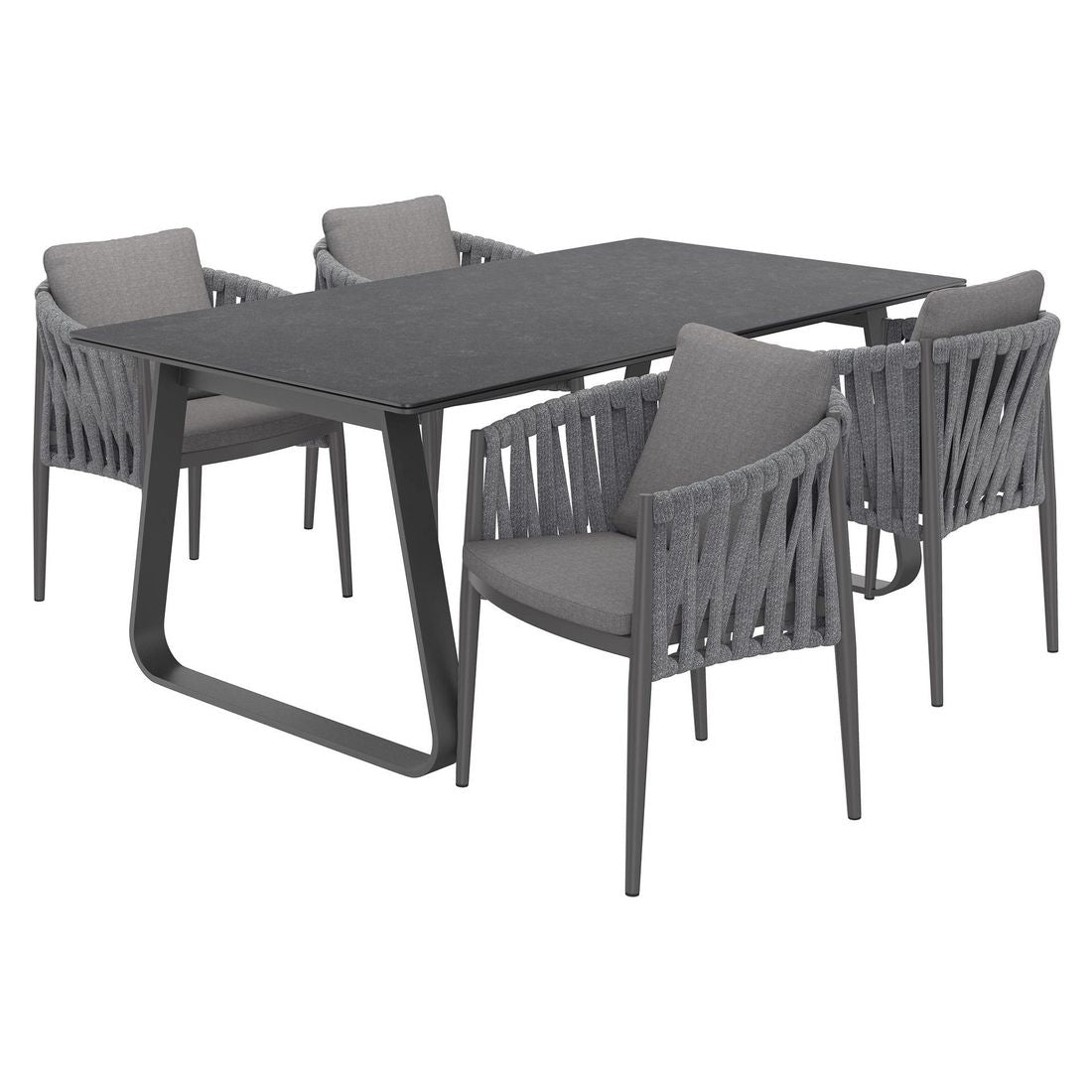 Hagemøbelsett Lena 4 plasser aluminium tau bakside