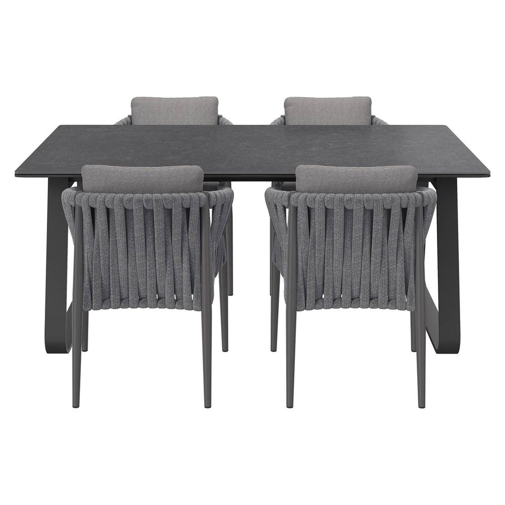 Hagemøbelsett Lena 4 plasser aluminium tau montert på terrasse