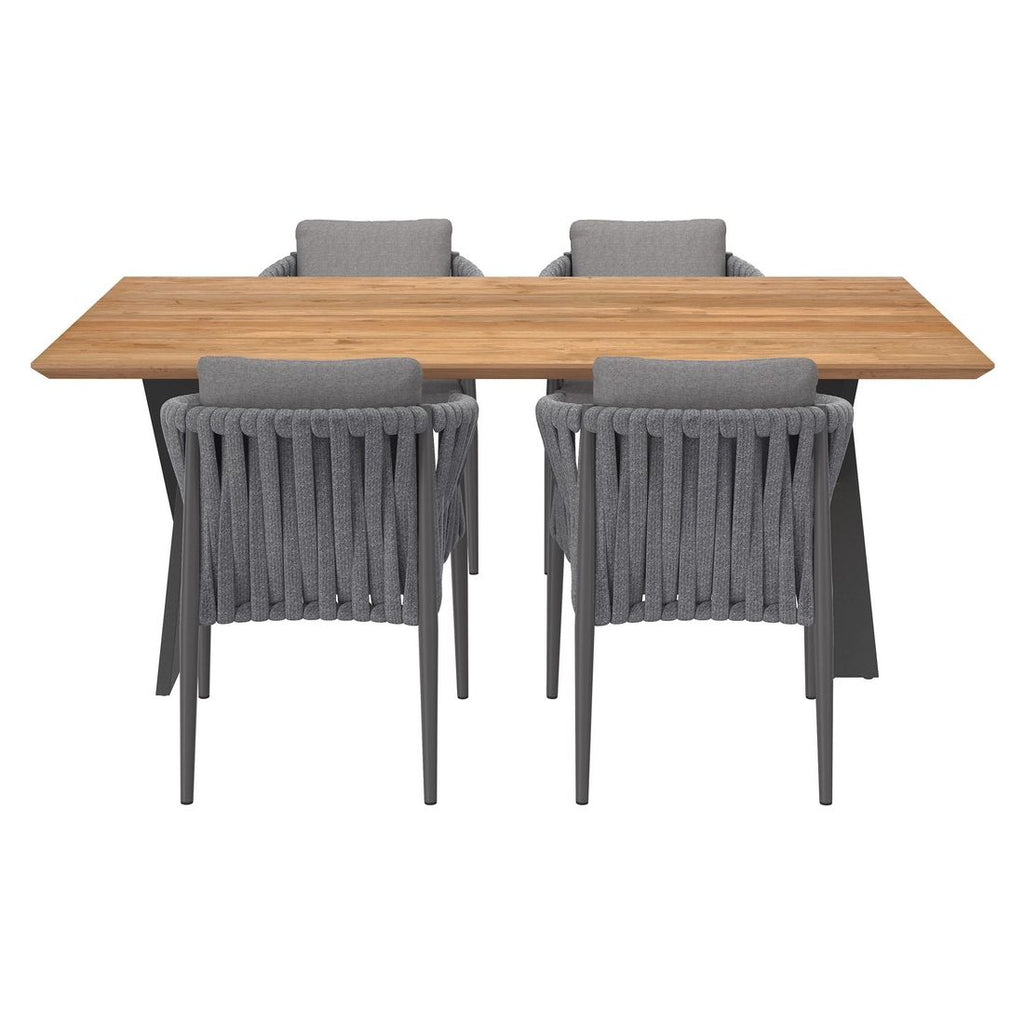 Montert Hagemøbelsett Lena 4 plasser aluminium og teak i hage
