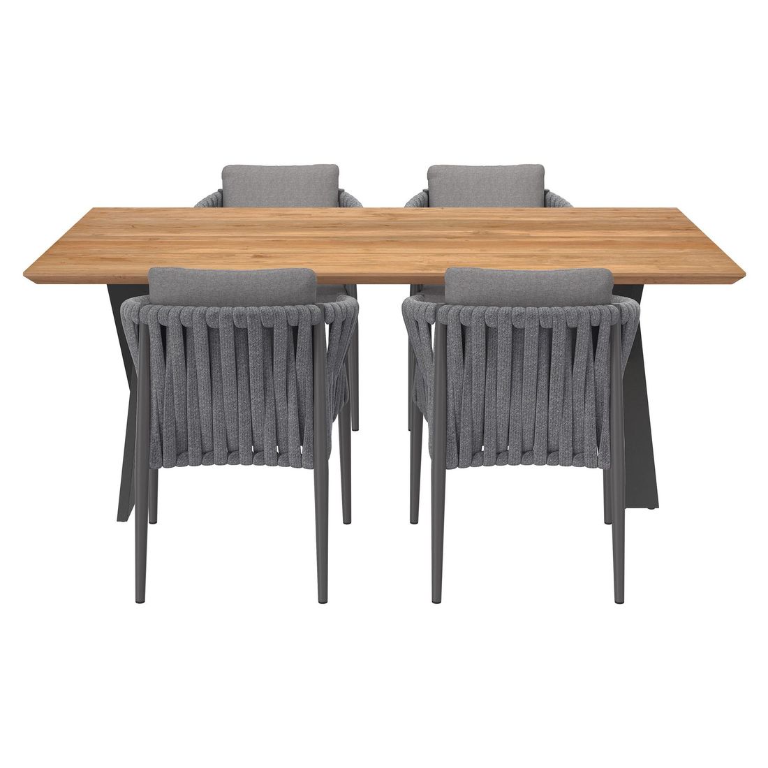 Montert Hagemøbelsett Lena 4 plasser aluminium og teak i hage