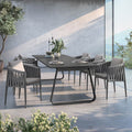 Hagemøbelsett Lena 6 plasser aluminium og tau 280x100 cm forfra