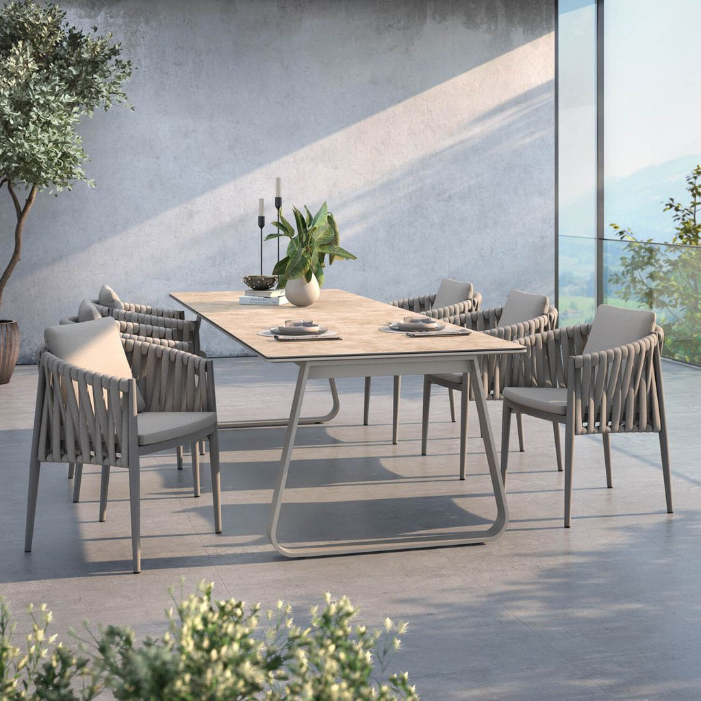 Hagemøbelsett Lena 6 plasser aluminium tau forfra