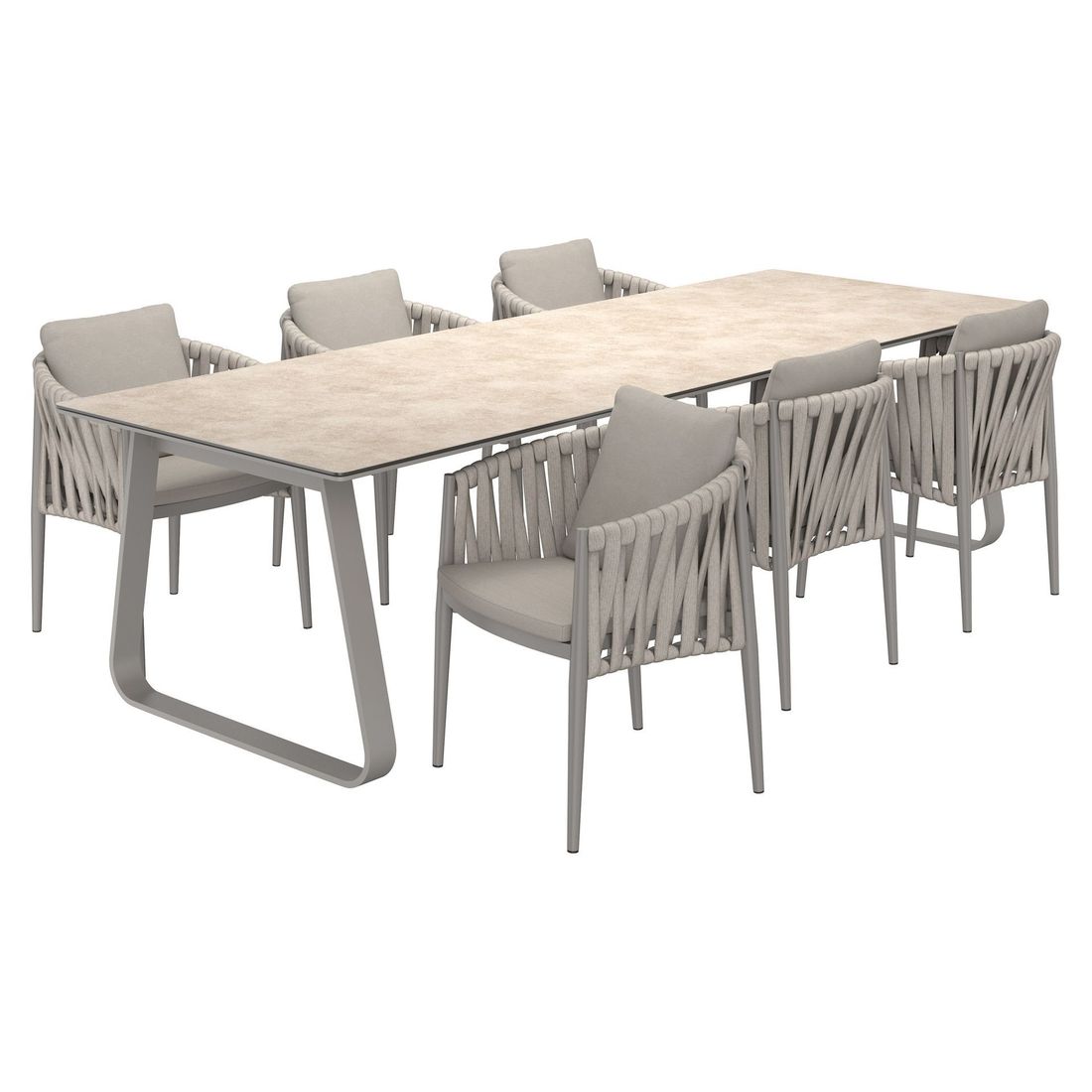 Hagemøbelsett Lena 6 plasser aluminium tau bakside