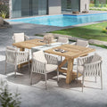Hagemøbelsett Lena 6 plasser aluminium teak forfra