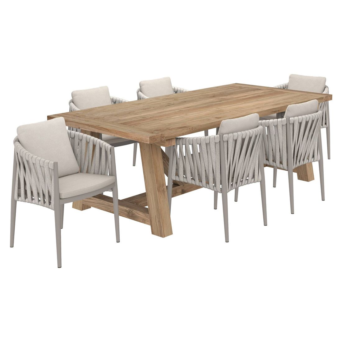Hagemøbelsett Lena 6 plasser aluminium teak bakside