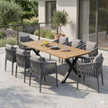 Hagemøbelsett Lena 8 plasser teak/aluminium forfra