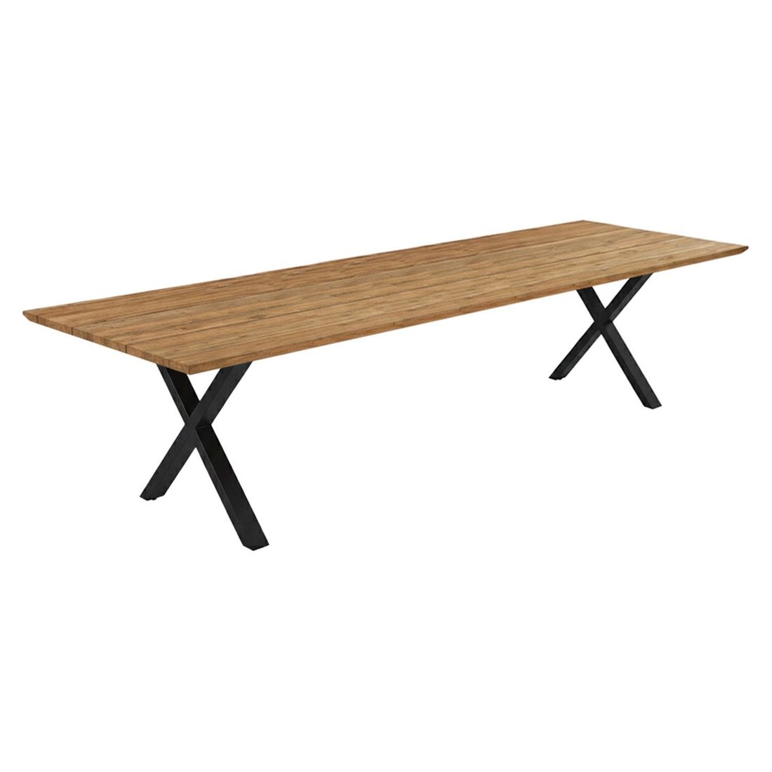 Hagemøbelsett Lena 8 plasser teak/aluminium montert på terrasse