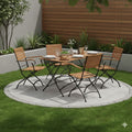 Hagemøbelsett Lindau stål/teak 120x80cm 4 plasser forfra