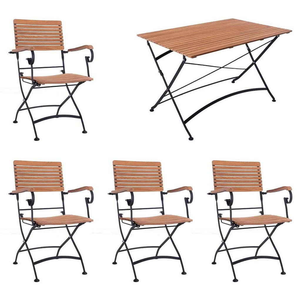 Hagemøbelsett Lindau stål/teak 120x80cm 4 plasser bakside