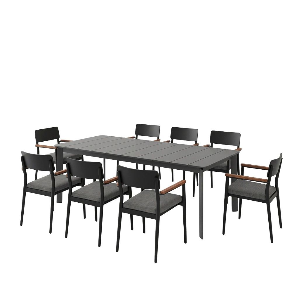 Hagemøbelsett Lorenzo XL 8 plasser 220x100 cm aluminium bakside