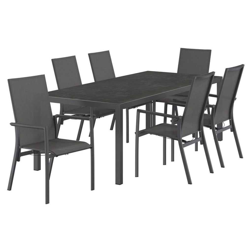 Hagemøbelsett Lucca 6 plasser aluminium/keramikk bakside