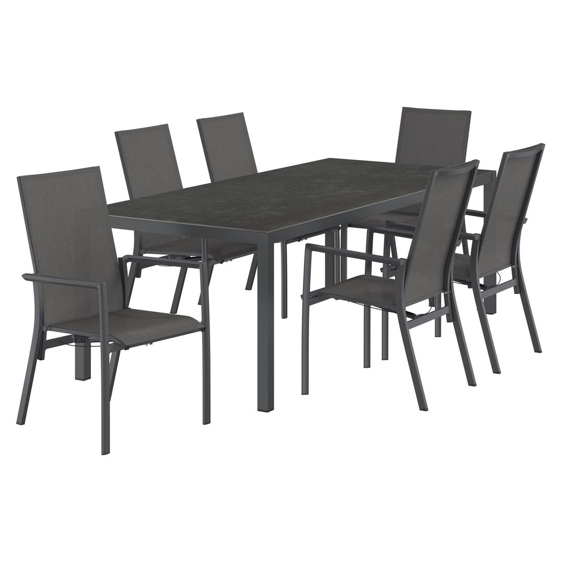 Hagemøbelsett Lucca 6 plasser aluminium/keramikk bakside