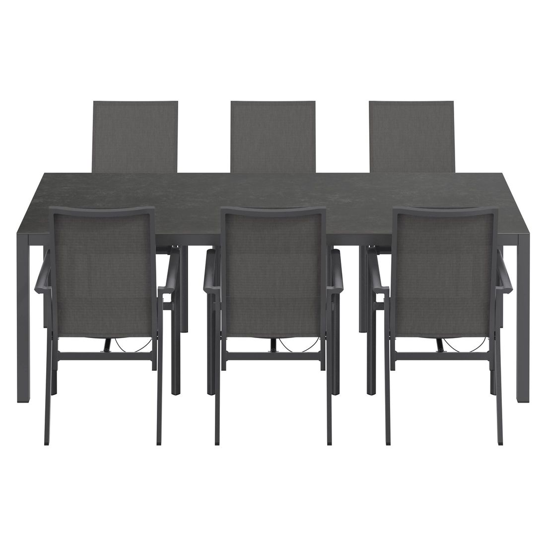 Nærbilde av stol i Hagemøbelsett Lucca 6 plasser aluminium/keramikk