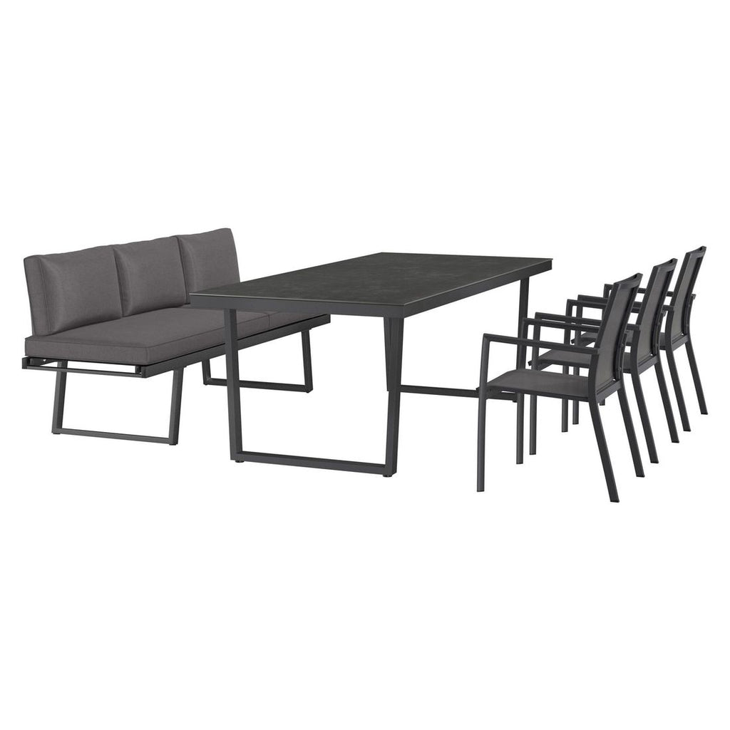 Hagemøbelsett Lucca 6 plasser aluminium bakside
