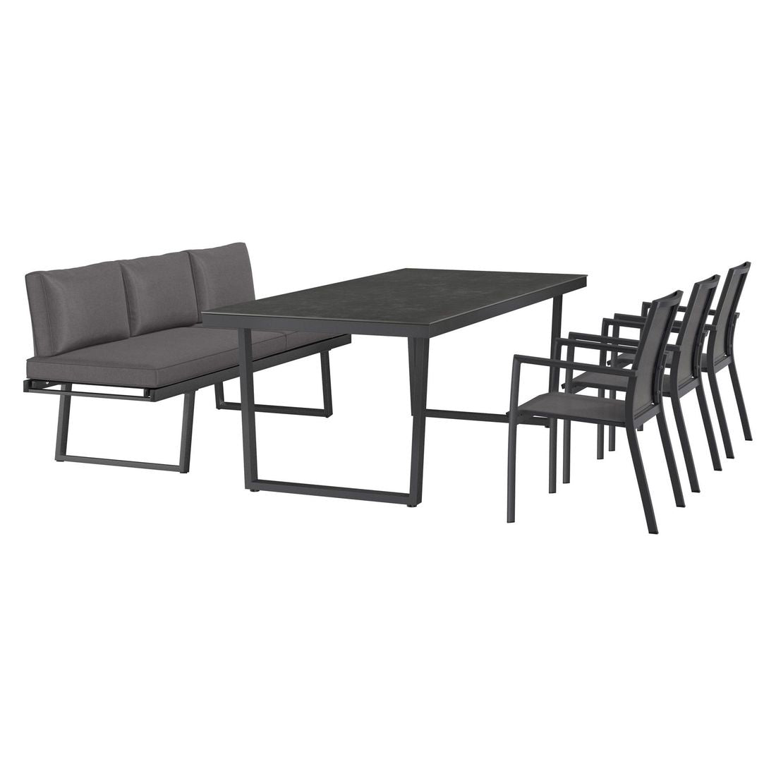 Hagemøbelsett Lucca 6 plasser aluminium bakside