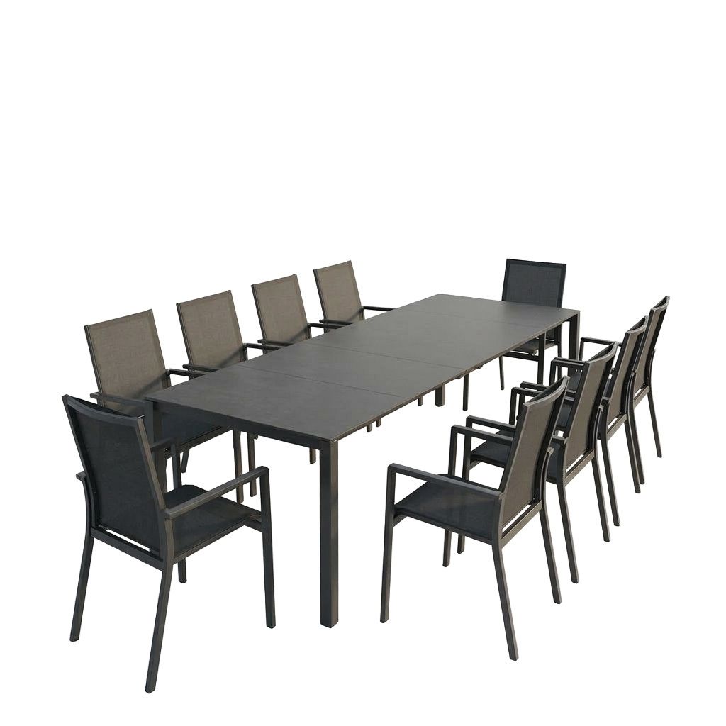 Hagemøbelsett Lucca XXL 10 plasser aluminium bakside