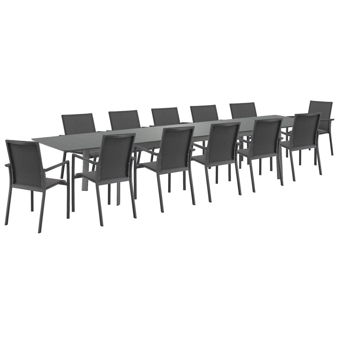 Hagemøbelsett Lucca XXL 12 plasser aluminium bakside