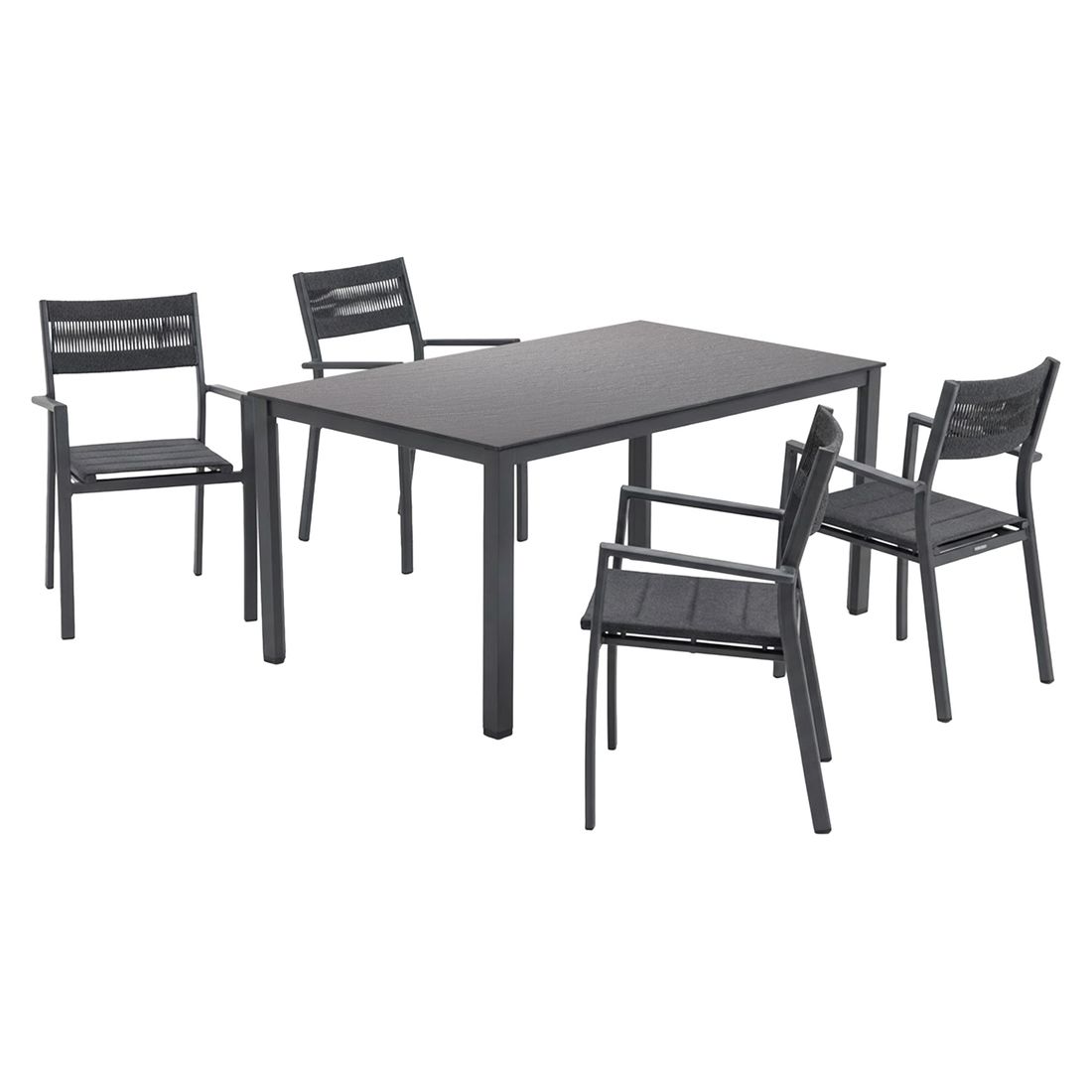 Hagemøbelsett Lugano 4 plasser aluminium bakside